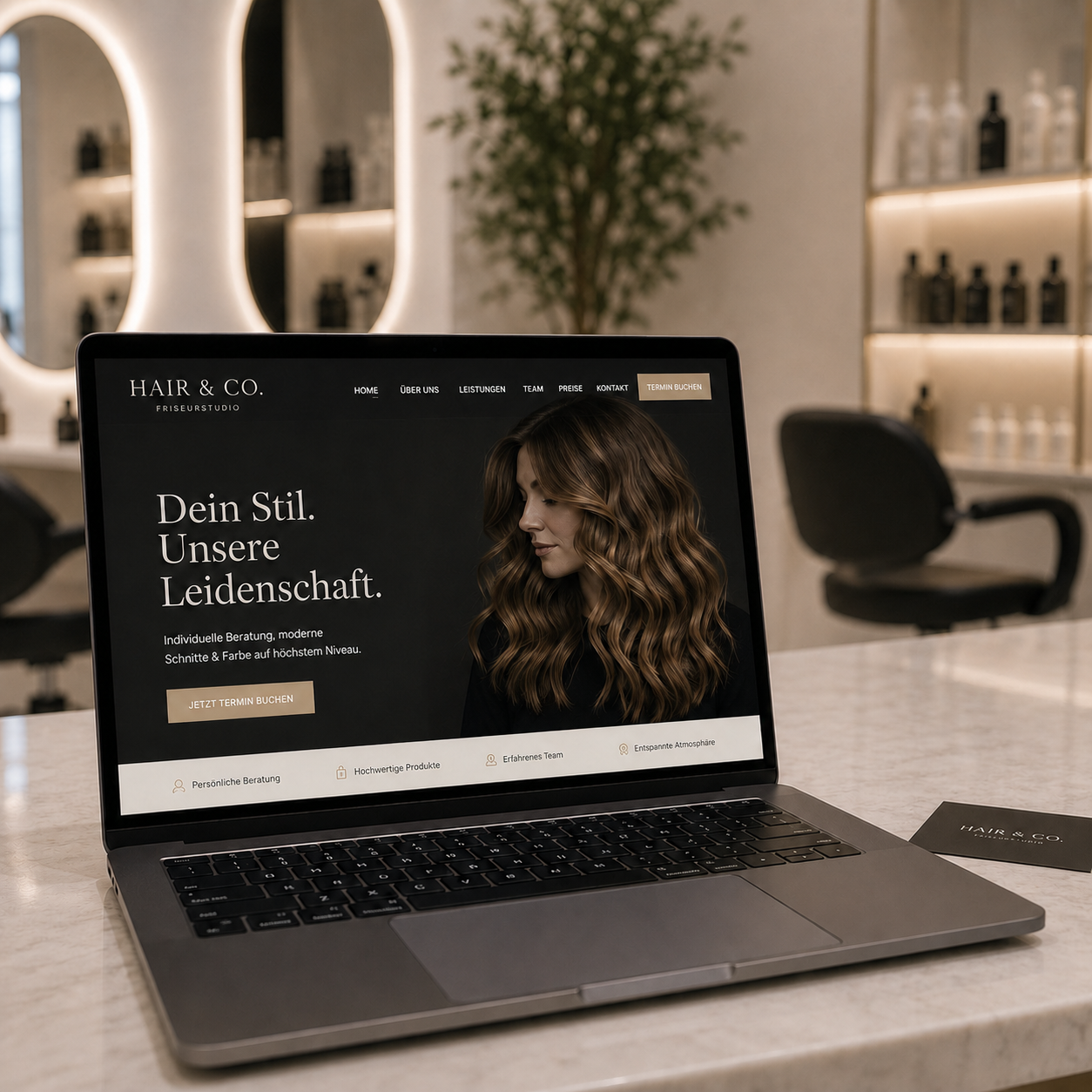 Moderne Studio-Website auf einem Laptop